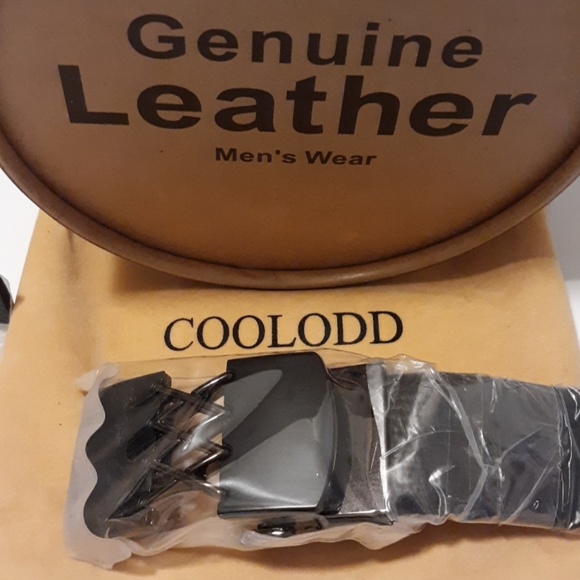Coolodd Genuine Italian Leather Designer Mens Belt - Picture 2 of 4